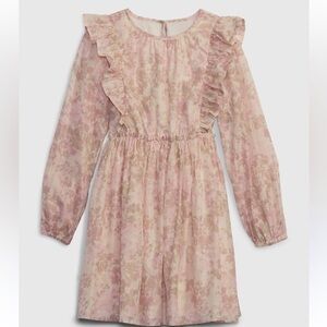 GAP Pink Floral Metallic Shine Ruffle Dress, size XL- NWOT